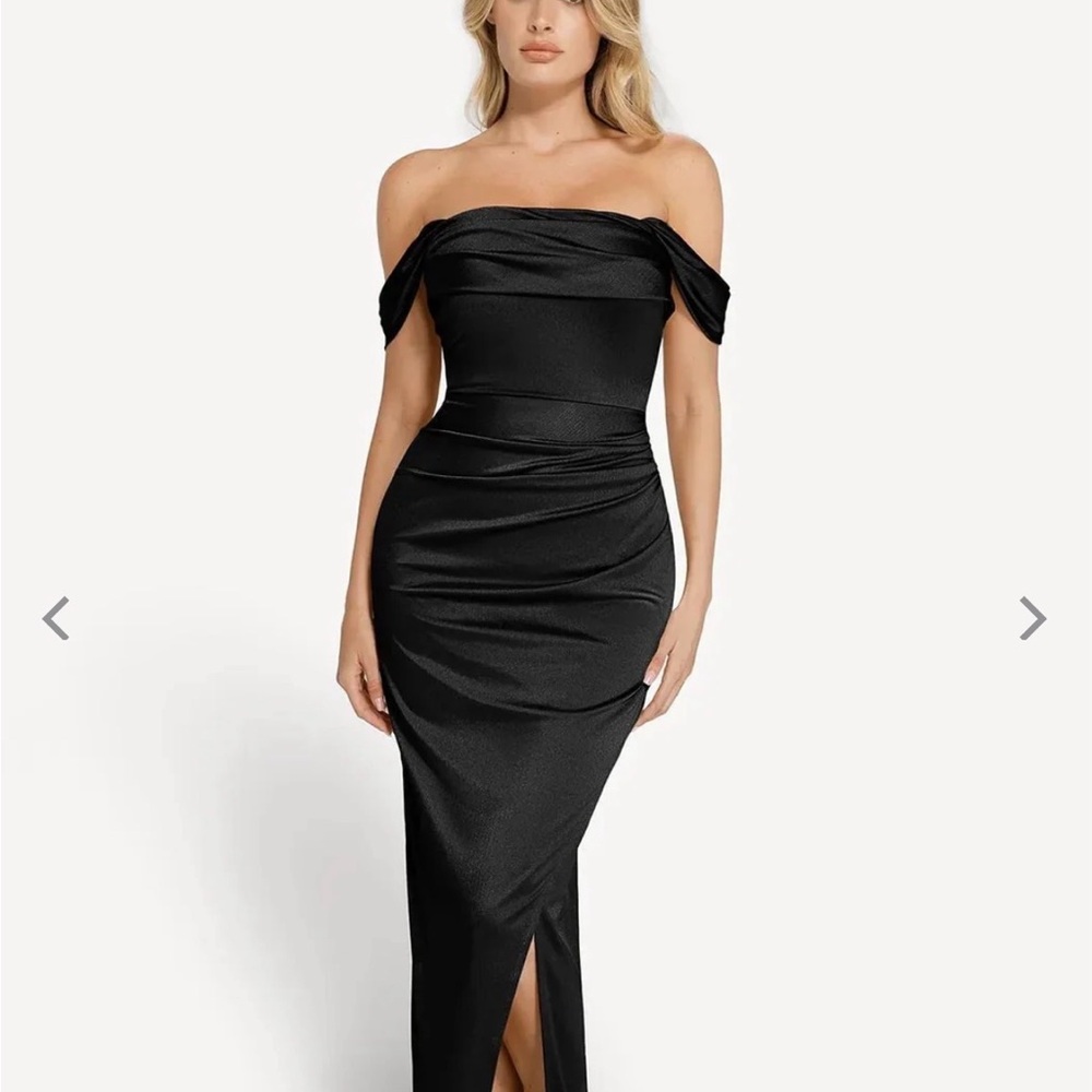Chic Strapless Black Evening Dress
